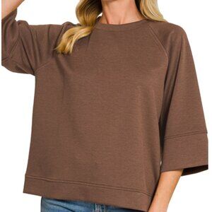 #ZENANA SCUBA 3/4 SLEEVE TOP